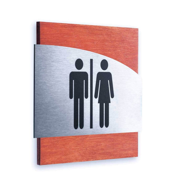 Bathroom Signs Men's & Women's Restroom Sign: Steel Sign — "Wave" Design