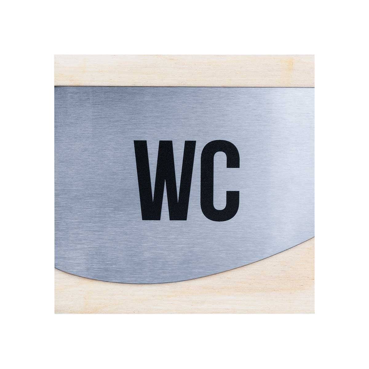 Steel All Gender WC Door Signs Bathroom Signs Natural wood Bsign