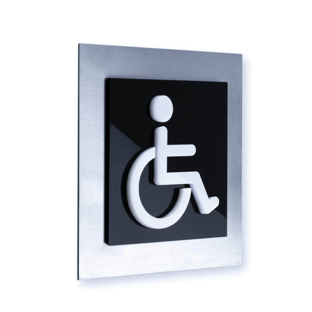 Bathroom Signs Steel Wheelchair Bathroom Sign - "Modern" Design
