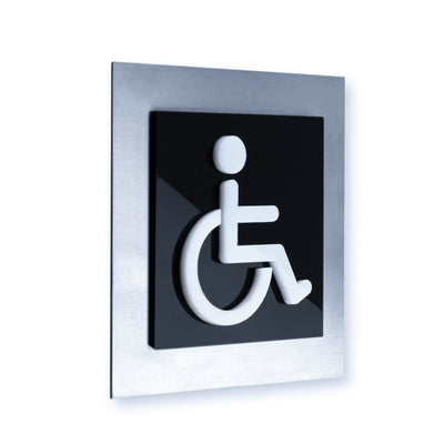 Steel Wheelchair Toilet Bathroom Sign Bathroom Signs black / white pictogram Bsign