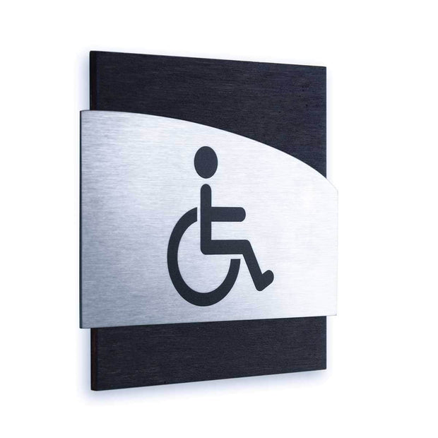 Bathroom Signs Wheelchair Bathroom Sign: Steel Sign — "Wave" Design
