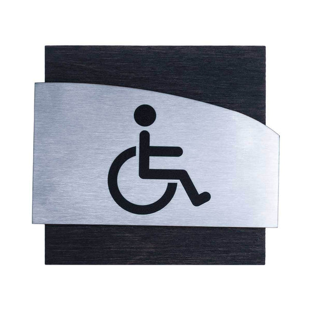 Bathroom Signs Wheelchair Bathroom Sign: Steel Sign — "Wave" Design