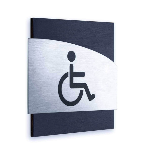Bathroom Signs Wheelchair Bathroom Sign: Steel Sign — "Wave" Design