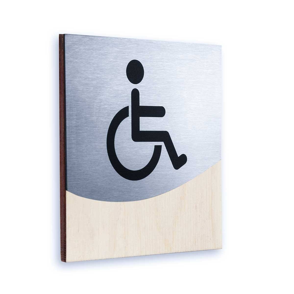 Wheelchair Door Sign for Restrooms Bathroom Signs Natural wood Bsign