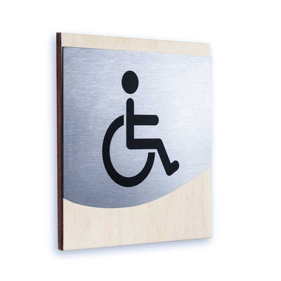 Steel Wheelchair Accessible Restroom Sign Bathroom Signs Natural wood Bsign