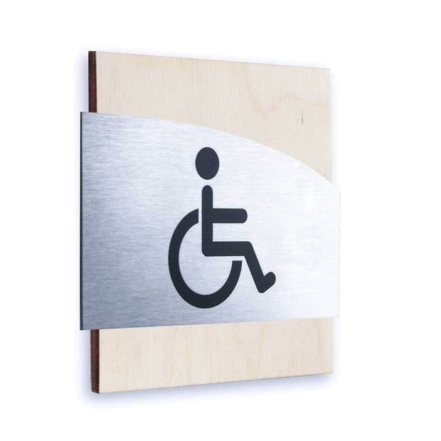 Bathroom Signs Wheelchair Bathroom Sign: Steel Sign — "Wave" Design