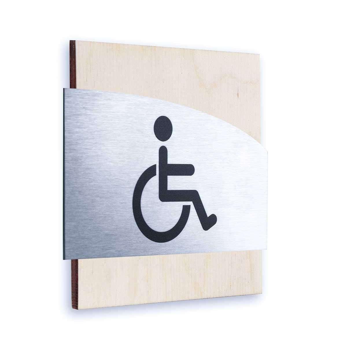Steel Wheelchairs Wign for Restroom Doors Bathroom Signs Natural wood Bsign
