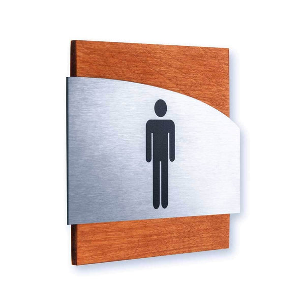 Bathroom Signs Steel Men Restroom Door Sign - "Wave" Design