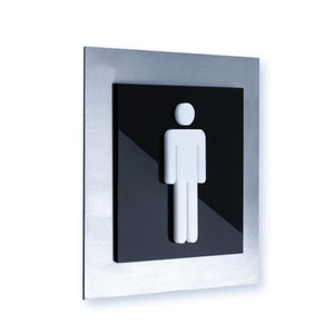 Steel Bathrooms Door Signs for Man black / white pictogram Bsign