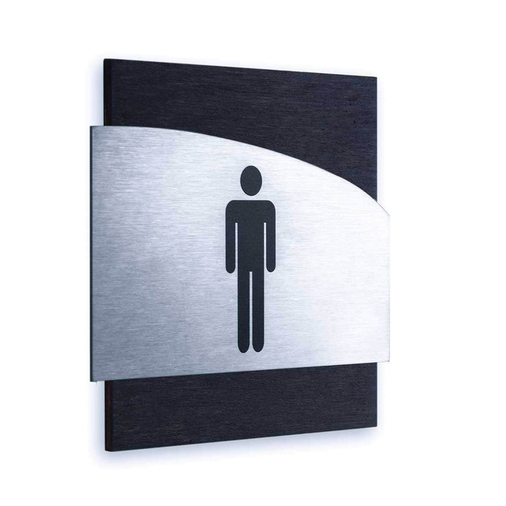 Bathroom Signs Steel Men Restroom Door Sign - "Wave" Design