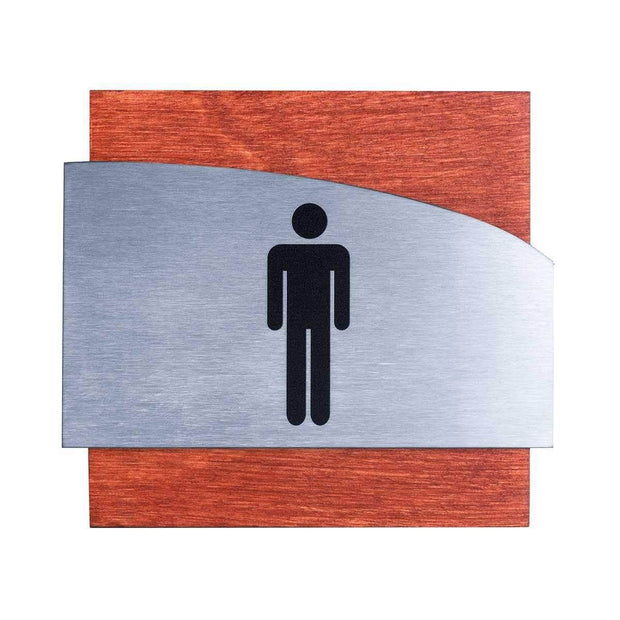 Bathroom Signs Steel Men Restroom Door Sign - "Wave" Design