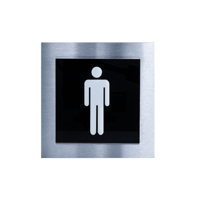 Steel Bathrooms Door Signs for Man black / white pictogram Bsign
