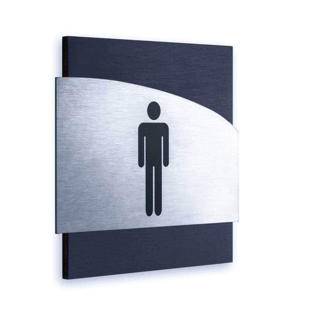 Bathroom Signs Steel Men Restroom Door Sign - "Wave" Design