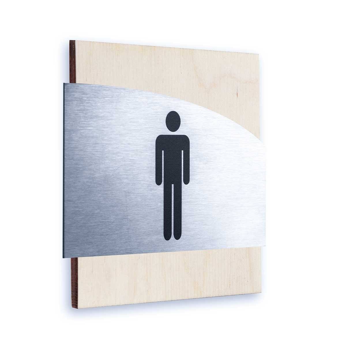 Steel Men Restroom Door Signs Bathroom Signs Natural wood Bsign