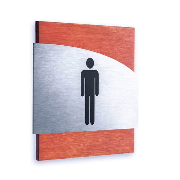 Bathroom Signs Steel Men Restroom Door Sign - "Wave" Design