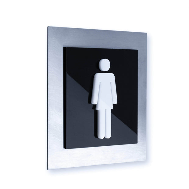 Bathroom Signs Steel Women Restroom Sign - "Modern" Design