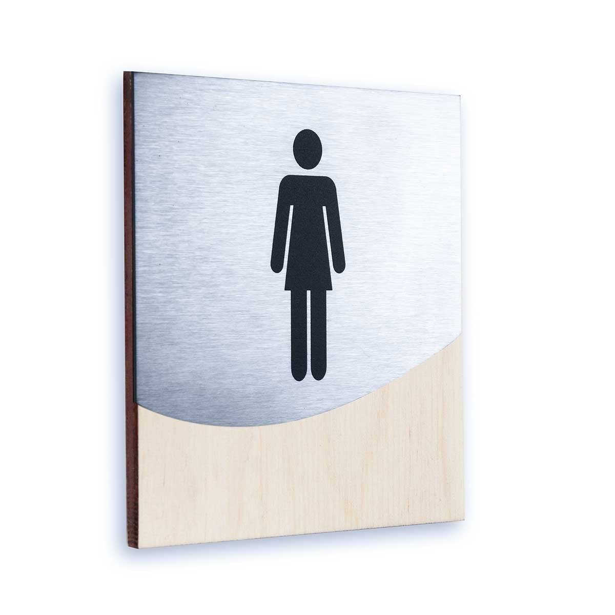 Woman Interior Sign for Restroom Bathroom Signs Natural wood Bsign