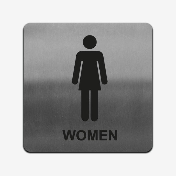 Bathroom Signs Women Toilet Sign with Inscription — Stainless Steel