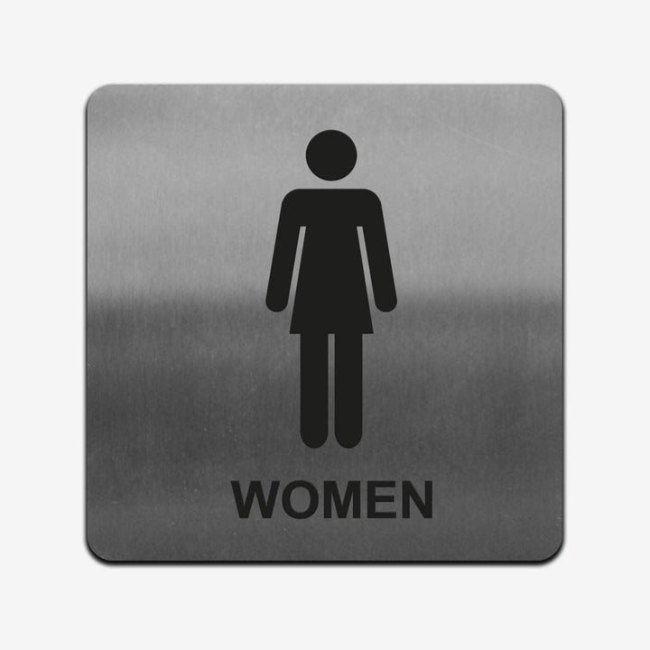 Bathroom Signs Women Toilet Sign with Inscription — Stainless Steel