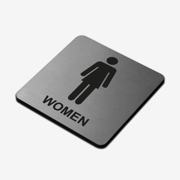 Bathroom Signs Women Toilet Sign with Inscription — Stainless Steel