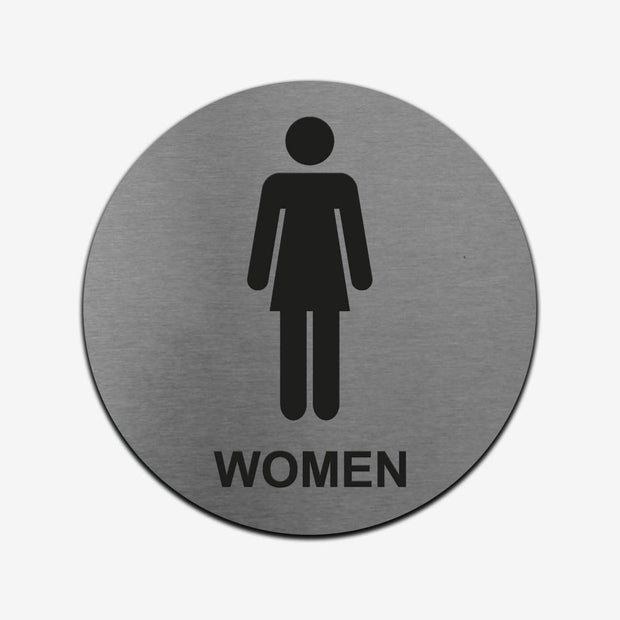 Bathroom Signs Women Toilet Sign with Inscription — Stainless Steel