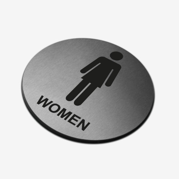 Bathroom Signs Women Toilet Sign with Inscription — Stainless Steel