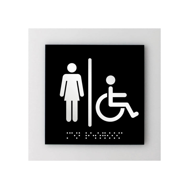 Bathroom Signs Acrylic Woman & Wheelchair Restroom Sign - "Simple" Design
