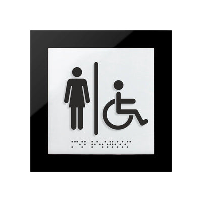 Acrylic Woman & Wheelchair Restroom Sign - "Simple" Design