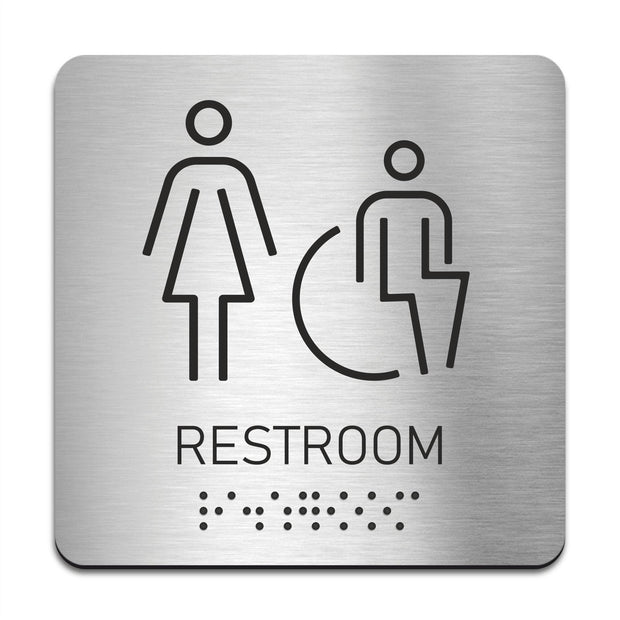 Bathroom Signs Women & Wheelchair ADA Restroom Sign with Braille