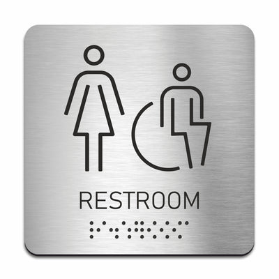 Women & Wheelchair ADA Restroom Sign with Braille