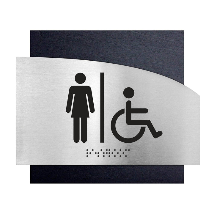 Bathroom Signs Women &amp; Wheelchair Bathroom Sign - "Wave" Design