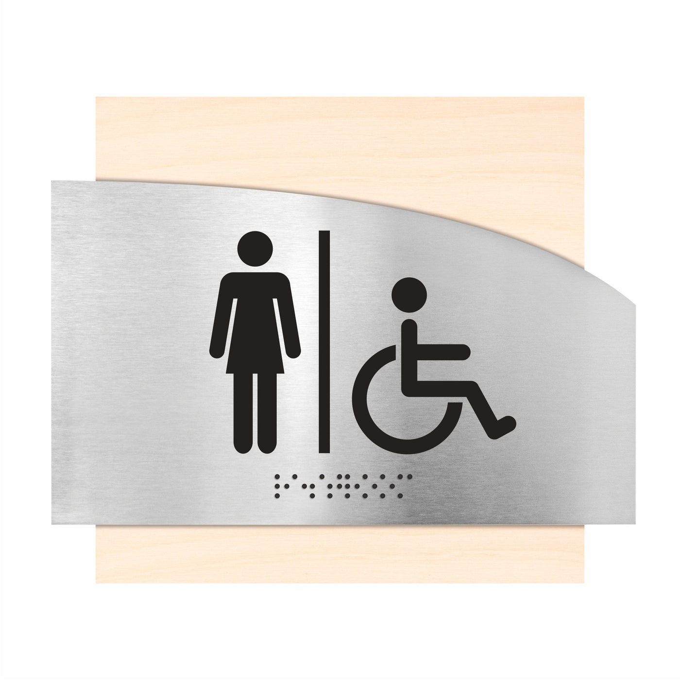 Women & Wheelchair Bathroom Sign "Wave" Design