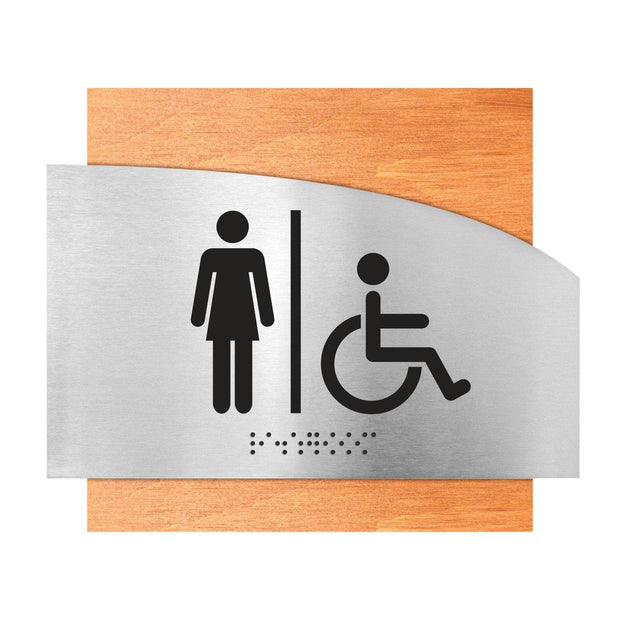 Bathroom Signs Women & Wheelchair Bathroom Sign - "Wave" Design