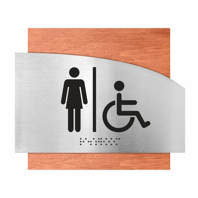 Women & Wheelchair Bathroom Sign "Wave" Design