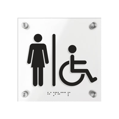 Women & Wheelchair Restroom ADA Sign with Braille 