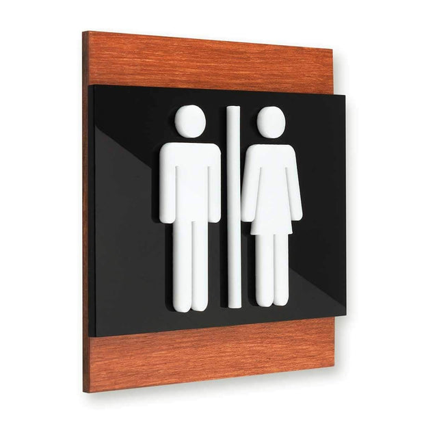 Bathroom Signs Wood All Gender Bathroom Sign - "Buro" Design