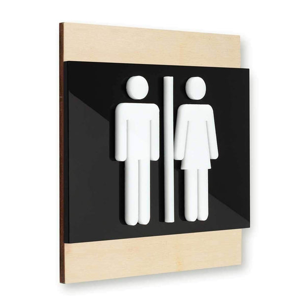 Bathroom Signs Wood All Gender Bathroom Sign - "Buro" Design