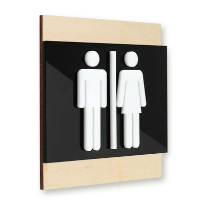 Wood All Gender Bathroom Signs Natural wood Bsign