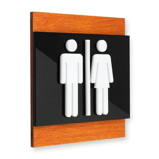 Bathroom Signs Wood All Gender Bathroom Sign - "Buro" Design