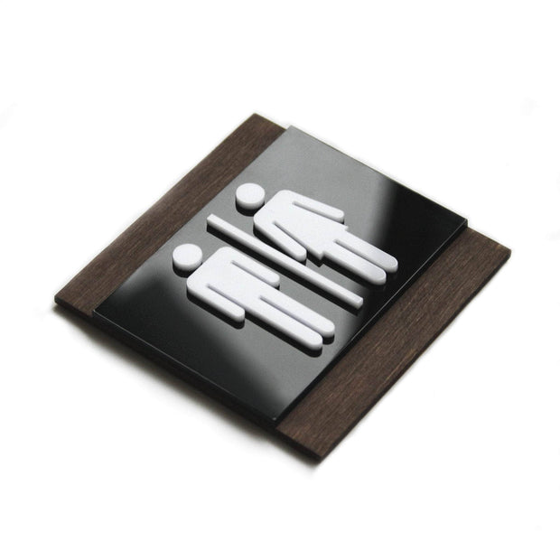 Bathroom Signs Wood All Gender Bathroom Sign - "Buro" Design