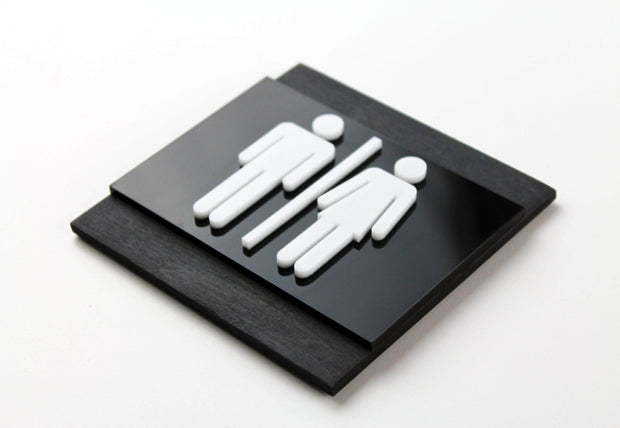 Bathroom Signs Wood All Gender Bathroom Sign - "Buro" Design