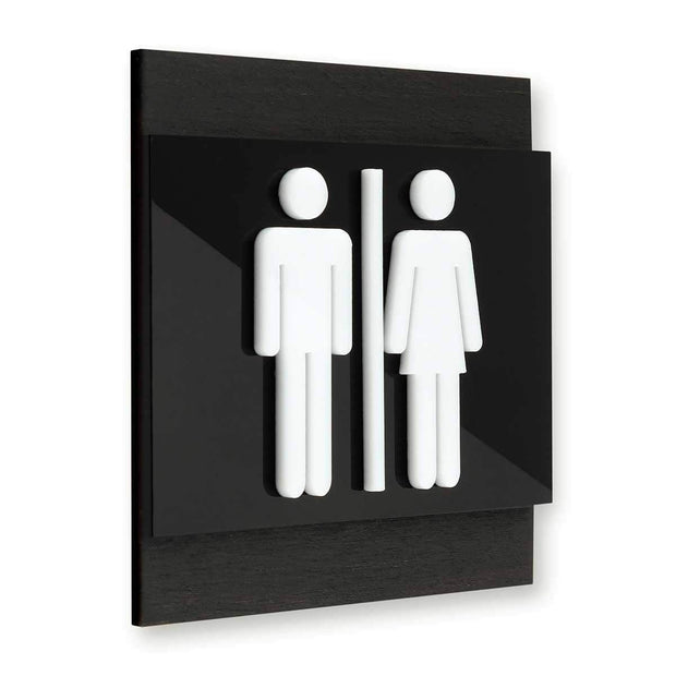 Bathroom Signs Wood All Gender Bathroom Sign - "Buro" Design