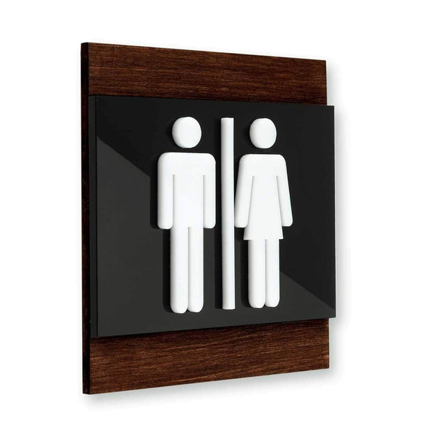 Bathroom Signs Wood All Gender Bathroom Sign - "Buro" Design