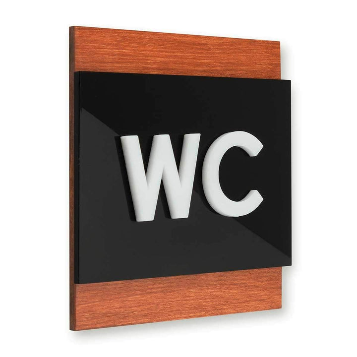 Bathroom Signs Wood WC Restroom Sign - "Buro" Design