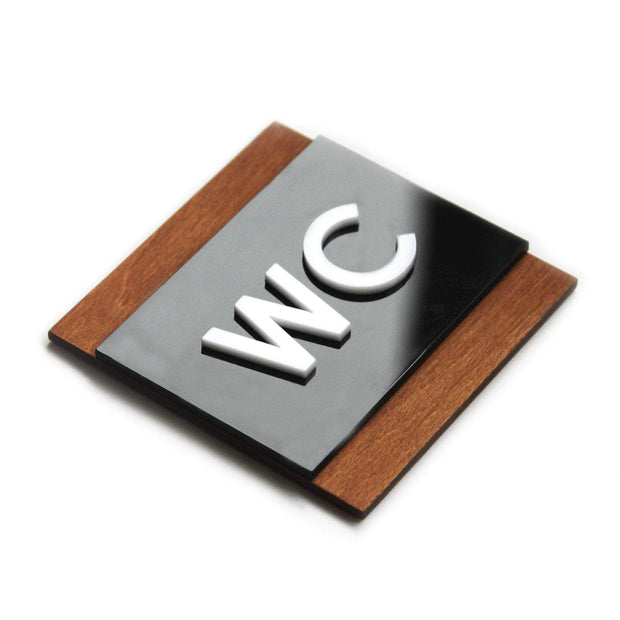Bathroom Signs Wood WC Restroom Sign - "Buro" Design