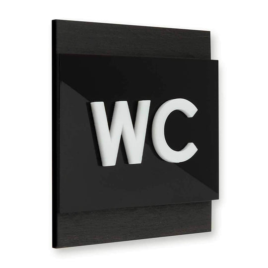 Bathroom Signs Wood WC Restroom Sign - "Buro" Design
