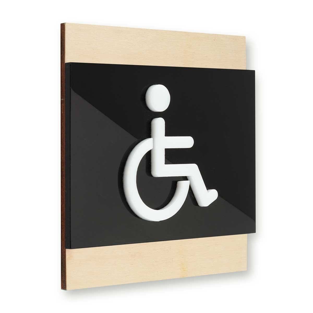 Interior Wheelchair Bathroom Door Sign Bathroom Signs Natural wood Bsign