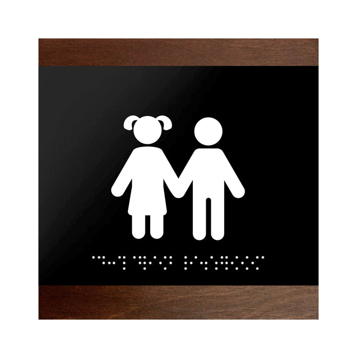Bathroom Signs Wood Restroom Sign for Children - "Buro" Design