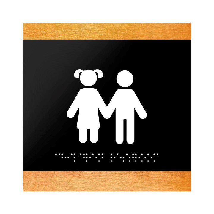 Bathroom Signs Wood Restroom Sign for Children - "Buro" Design