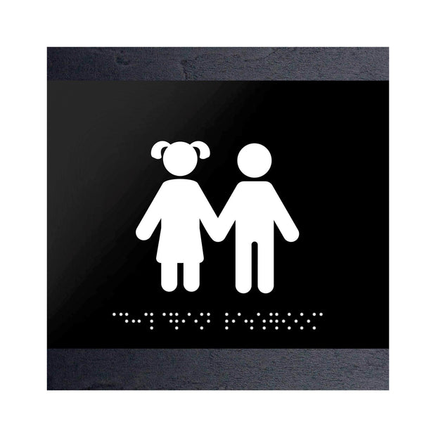 Bathroom Signs Wood Restroom Sign for Children - "Buro" Design
